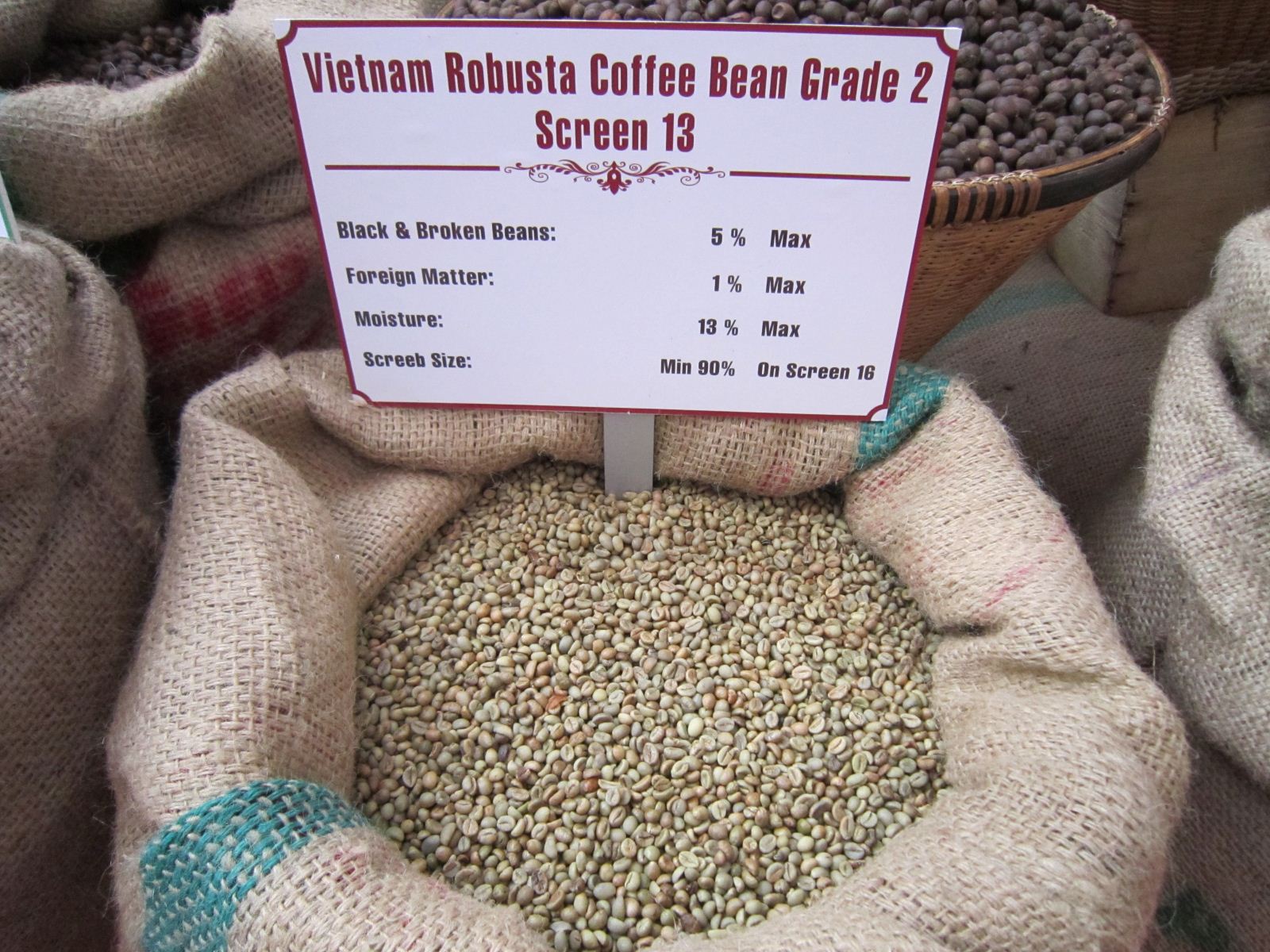 Vietnam Unwashed Robusta Coffee Grade 2 Screen 13